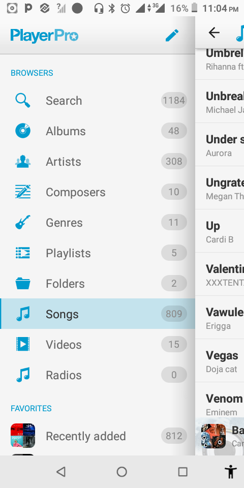 Here Playerpro music library declares i have just 809 songs