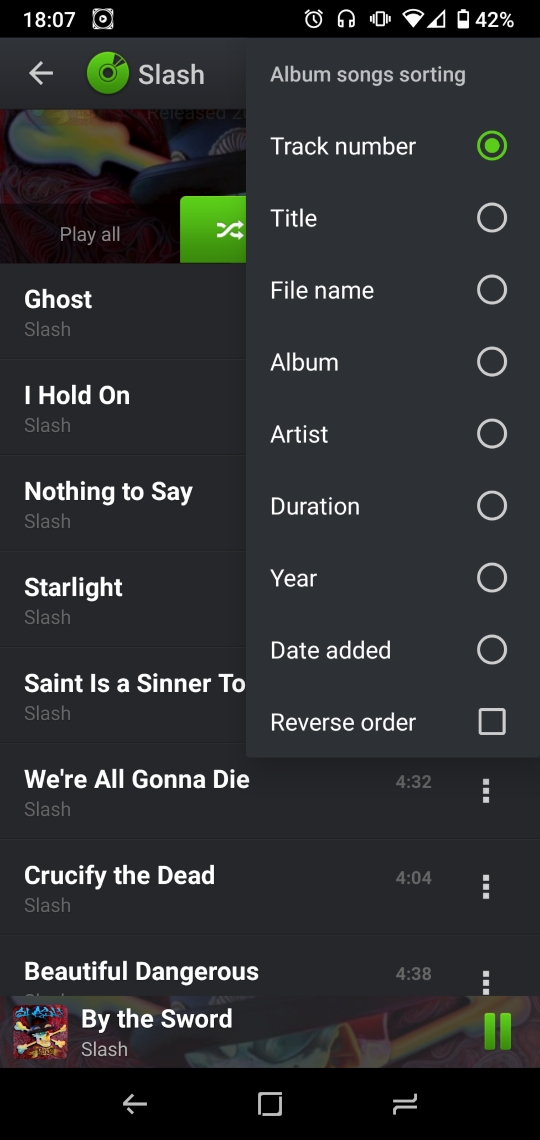 Track listing, set to sort by track number